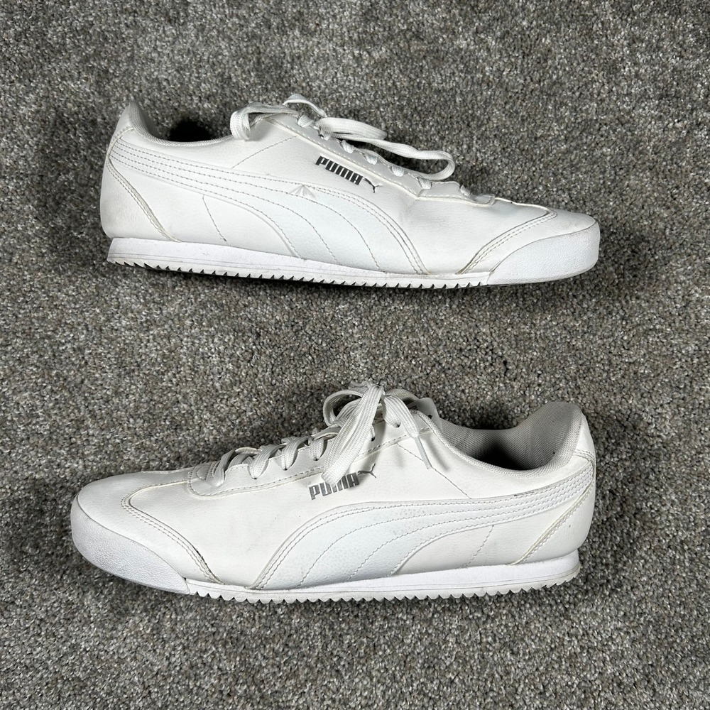 Puma Turin II White Silver Mens Sneakers US 11 Low Top 372861-01 - Picture 1 of 8